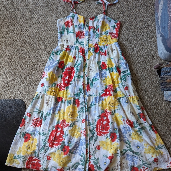 Urban Outfitters Shoulder Tie Floral Colorful Summer Midi Cottage Dress - Picture 9 of 16